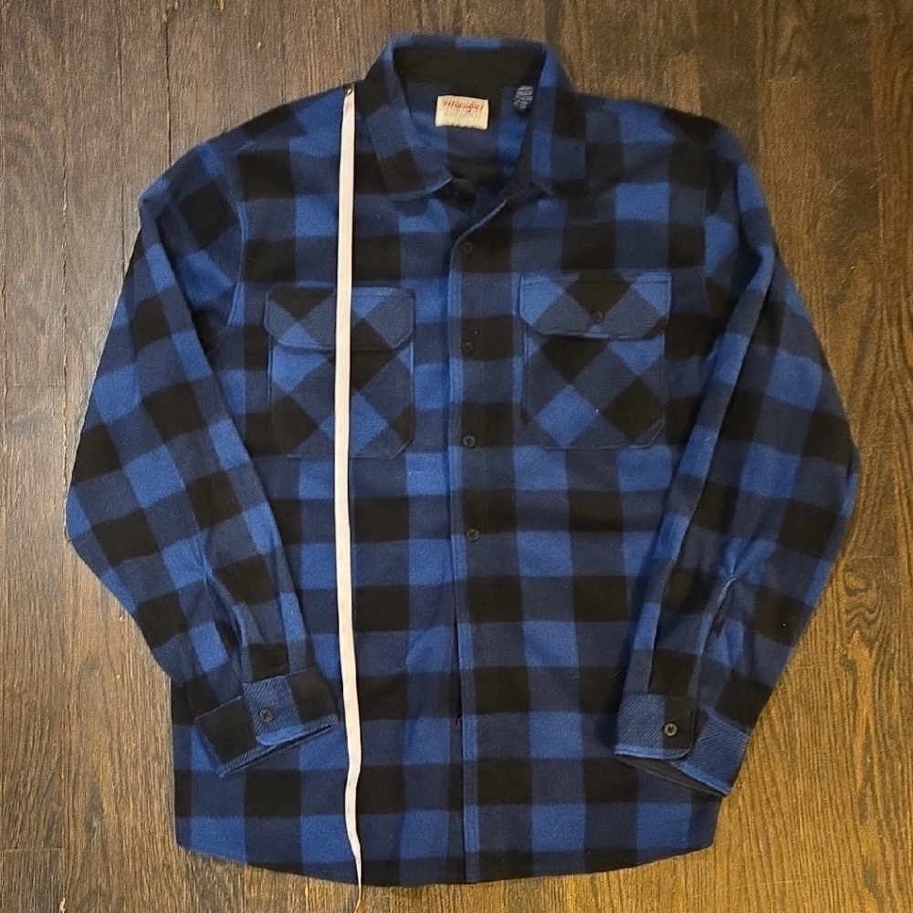 Wrangler Authentics Blue and Black Casual Flannel Shirt